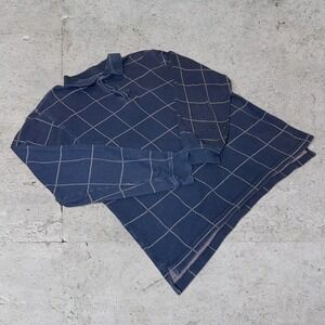 Mens vintage Y2K Grunge cotton striped geometric longsleeve polo shirt size M